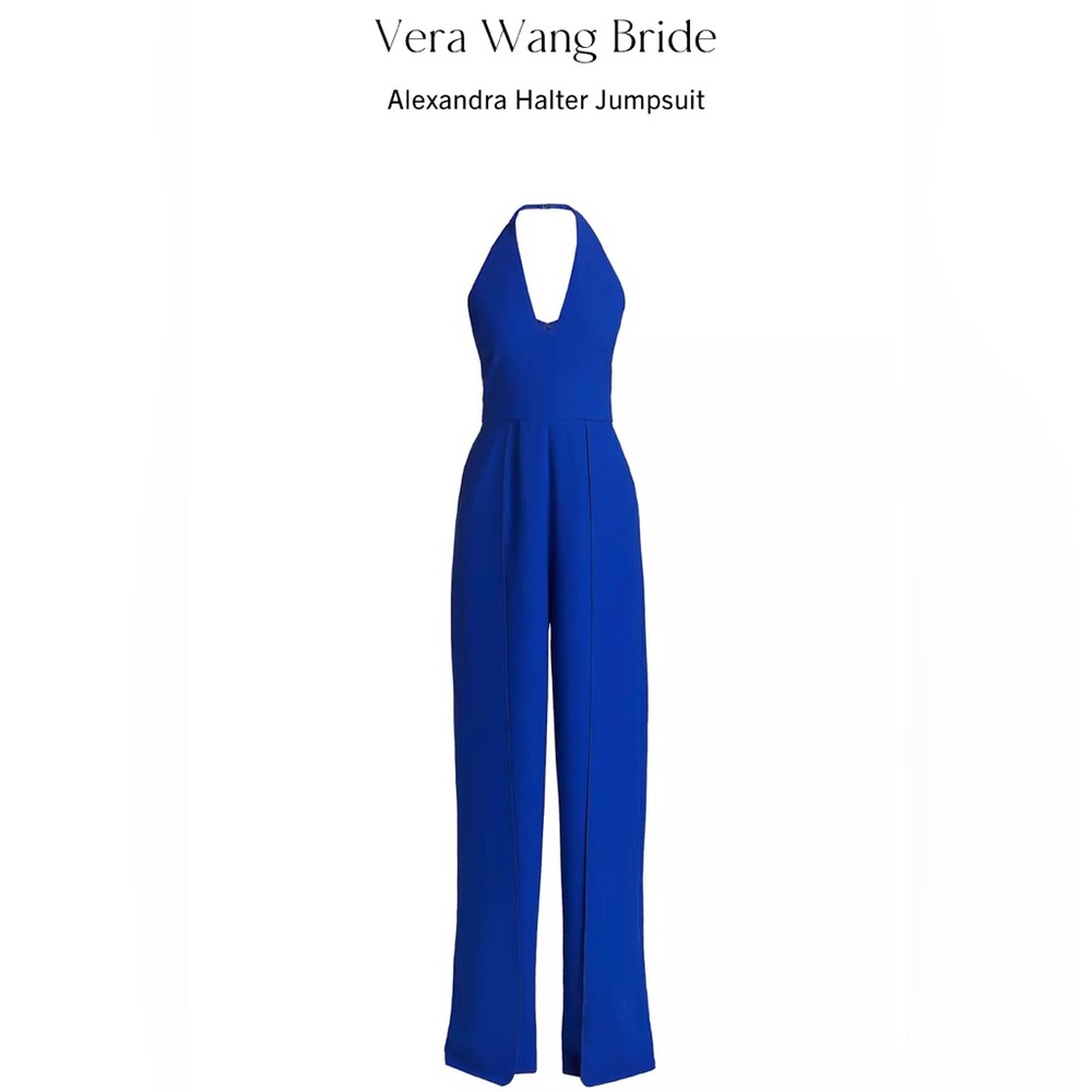 Vera Wang Royal Blue Halter Jumpsuit